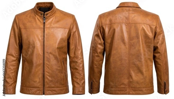 Obraz Tan leather jacket, front and back views