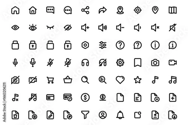 Obraz Big Collection of Web User Interface Line Icons Editable Stroke Icon set