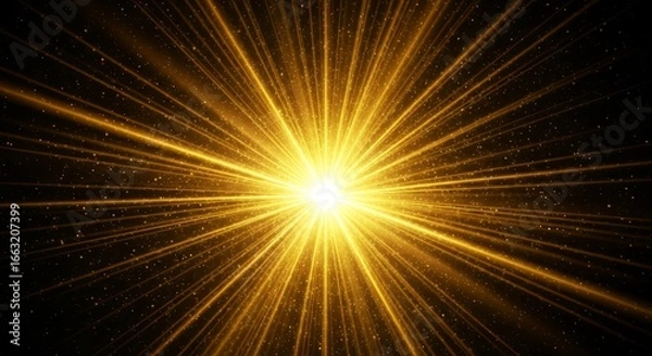 Fototapeta 集中線のように広がる金色の光