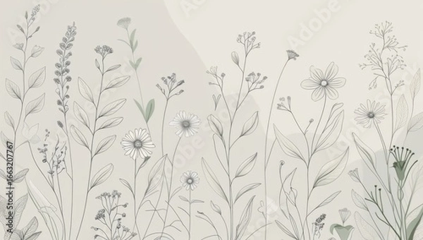 Obraz Delicate floral illustration capturing the beauty of natures blooms in harmony