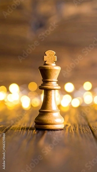 Obraz Chess king on a wooden table