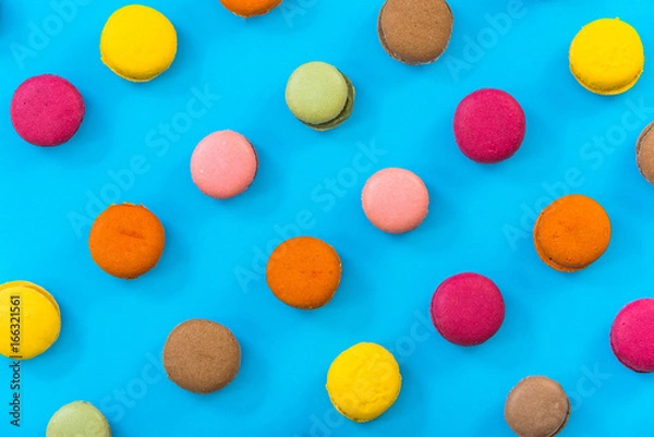 Fototapeta Vibrant pattern, macaroons on bright background