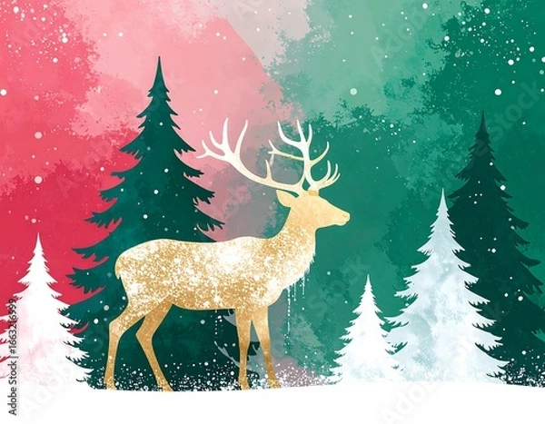 Obraz Watercolor Christmas Deer
