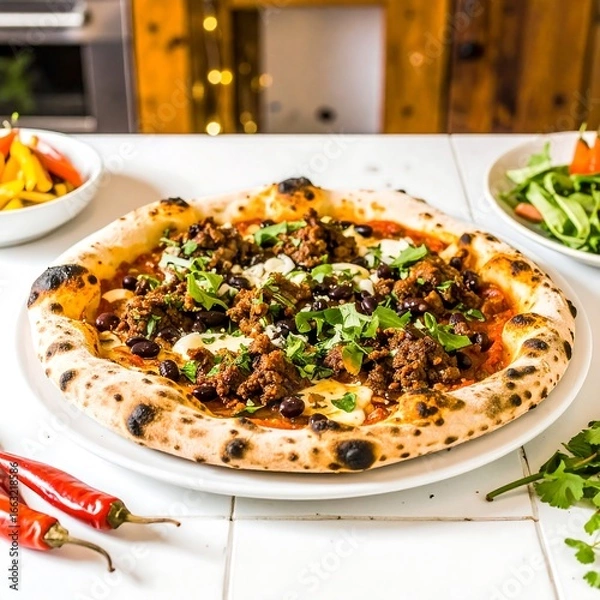 Obraz Delicious pizza with savory toppings