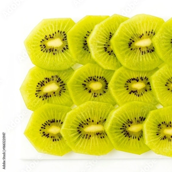 Obraz Sliced kiwi arranged on a white plate