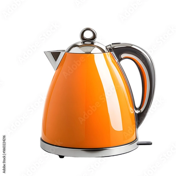 Obraz Elegant Modern Orange Kettle Ready for Hot Water - Professional Kitchenware Image