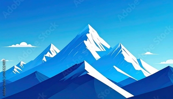 Obraz Stylized Blue Mountains Under a Clear Sky.