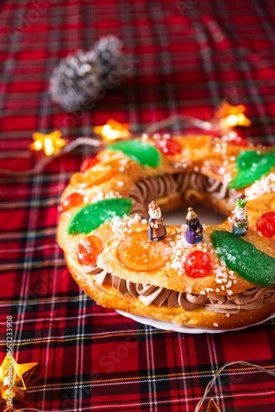Obraz Roscon de Reyes Cake with Candied Fruit