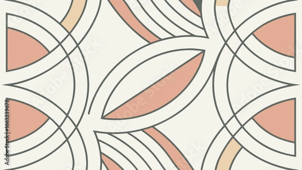 Obraz Geometric Floral Motif in Soft Pastel Colors