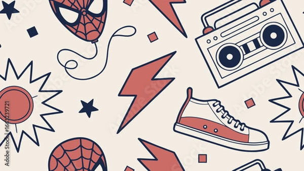 Obraz Retro Comic Book Theme Party Illustration