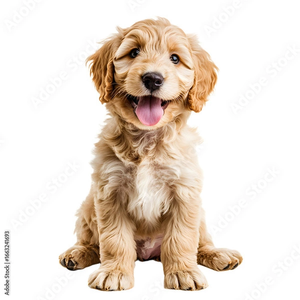 Obraz Adorable Labradoodle Puppy Sitting Upright, Facing Camera
