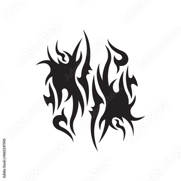 Obraz Neo Tribal Elements design . Y2K Tattoo Icons. Vector Gothic