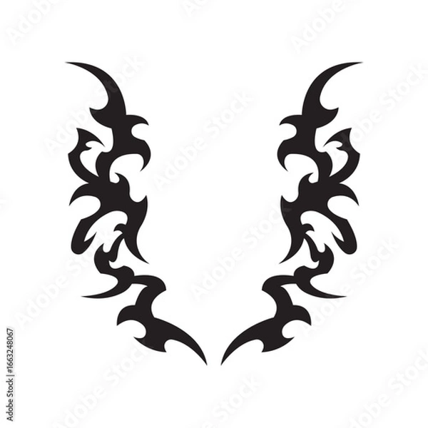 Obraz Neo Tribal Elements design . Y2K Tattoo Icons. Vector Gothic