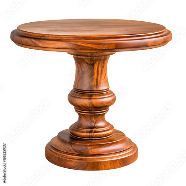 Fototapeta Elegant Wooden Pedestal Table Showcase of Timeless Craftsmanship