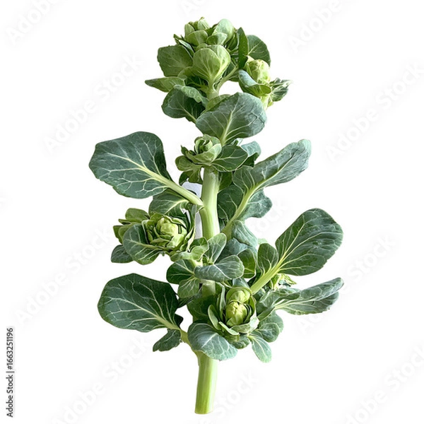 Fototapeta Fresh Green Brussels Sprouts Isolated on White Background for Designers and Food Enthusiasts