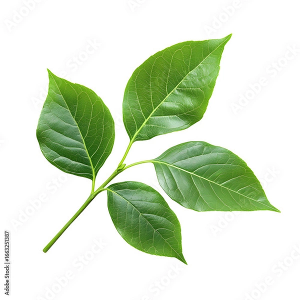 Obraz Fresh Green Leaves Isolated on White Background for Design Projects