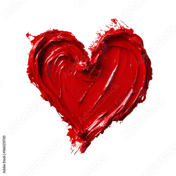 Obraz Vibrant Red Heart Painted Isolated on White Background for Creative Design Projects