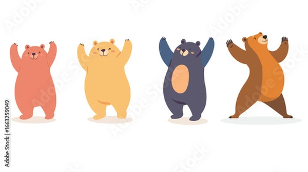 Fototapeta Happy Bear Dancing – Cheerful Color Vector Graphic
