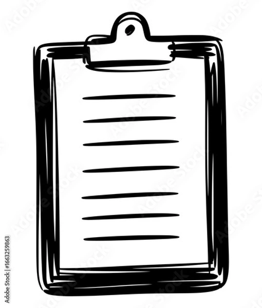 Obraz Office clipboard checklist notepad hand drawn sketch vector