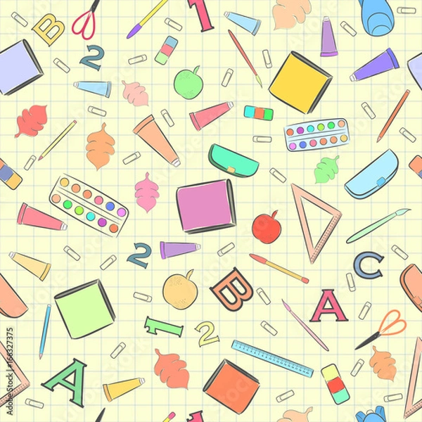 Fototapeta Seamless Pattern with School Supplies