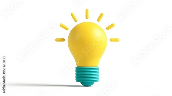 Fototapeta Bright yellow lightbulb symbolizing innovation and new ideas