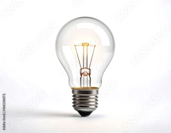 Fototapeta A classic incandescent light bulb, glowing softly