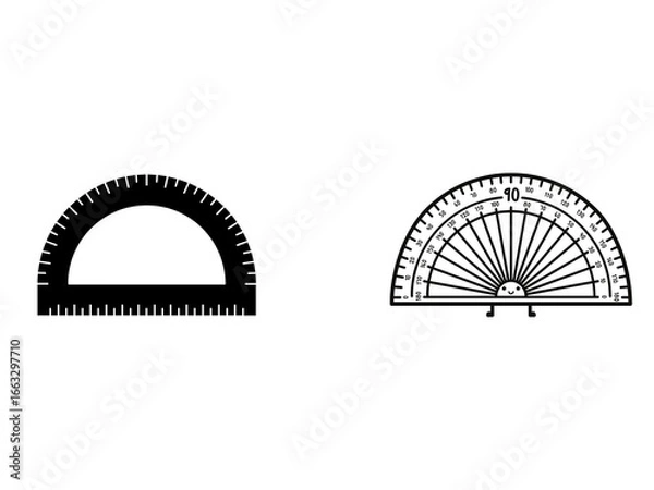 Fototapeta Protractor set isolated on white background an instrument for measuring the magnitude of angles.