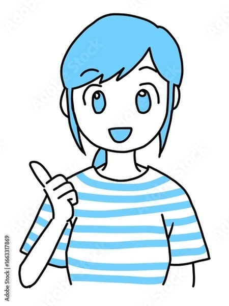 Obraz 笑顔で説明する若い女性（青）