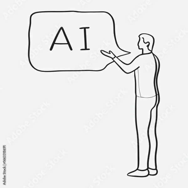 Obraz Human figure presenting line art.