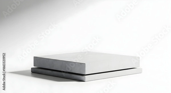Fototapeta Minimalist composition featuring two stacked light gray square blocks in