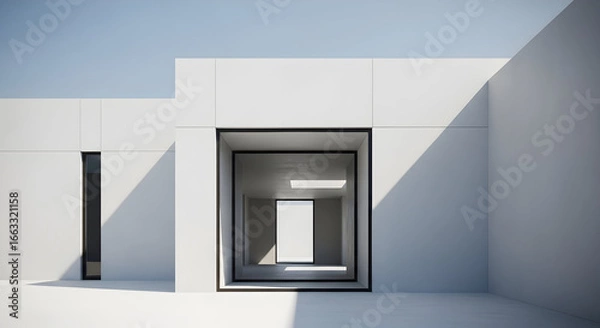 Fototapeta Modern architecture with minimalistic design and sunlight interplay creating