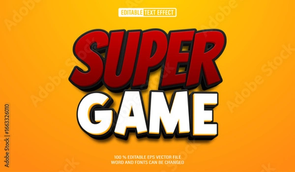 Obraz Editable 3d text style effect - Super Game Cartoon Style text effect Template