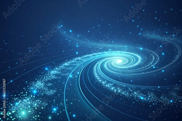 Obraz Magical Fantasy Landscape with Cinematic Sparkles and Blue Mist
