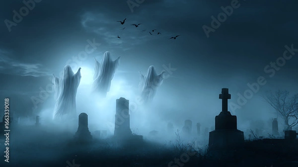 Obraz cemetery in the night