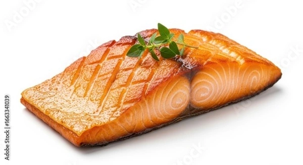 Obraz Perfectly seared salmon fillet displaying rich color and appetizing texture