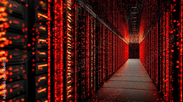 Fototapeta  An image of network servers transmitting data in binary form (2)