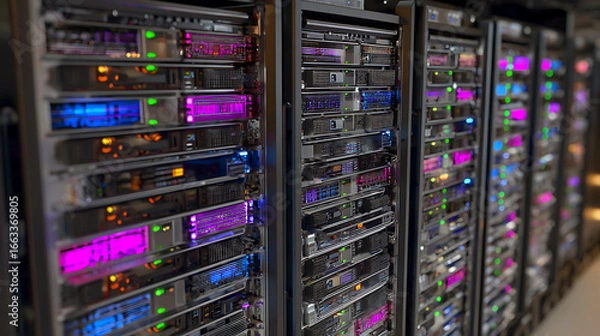Fototapeta  An image of hybrid data storage network servers 