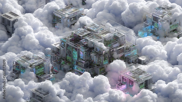 Fototapeta  A visually appealing representation of a cloud network server (1)