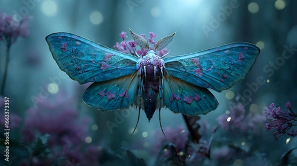Fototapeta  An alluring hybrid moth in an ethereal forest setting (1)