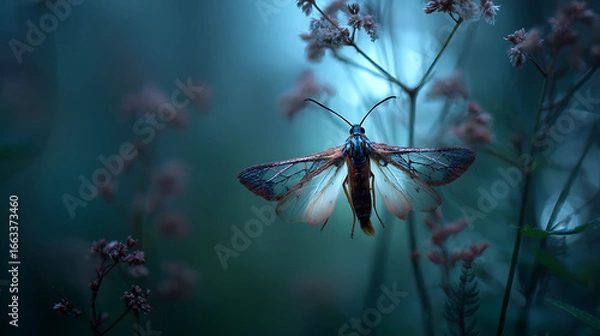 Fototapeta  An alluring hybrid moth in an ethereal forest setting (2)