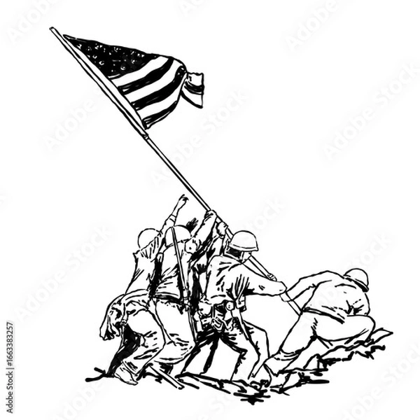 Obraz USA REVOLUTION SOLDIER VECTOR ILLUSTRATION