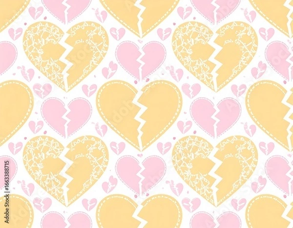 Obraz Broken hearts repeating pattern