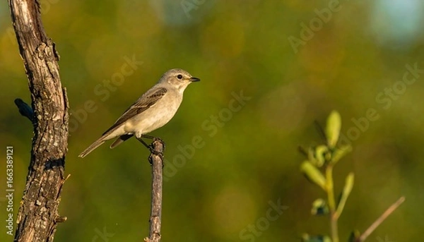 Fototapeta Small bird perched on a twig, natural background