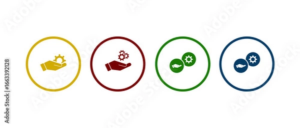 Fototapeta hand holding gear icon vector illustration. hand holding gear icon in different color design.