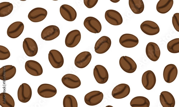 Fototapeta Seamless Coffee Bean Pattern Vector on Transparent Background