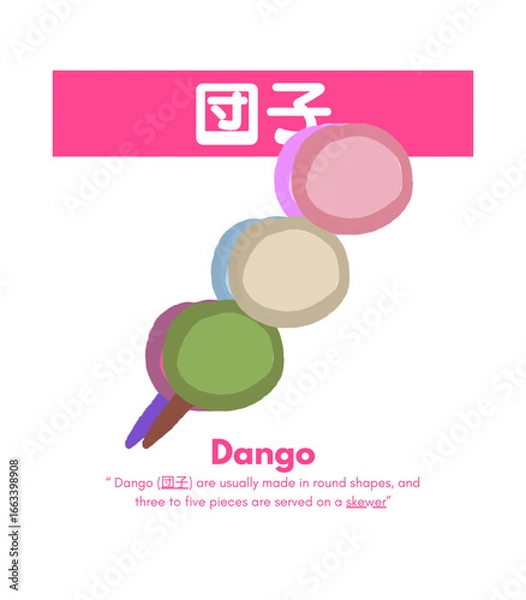 Obraz Craphic design of japanese sweets dango pink
