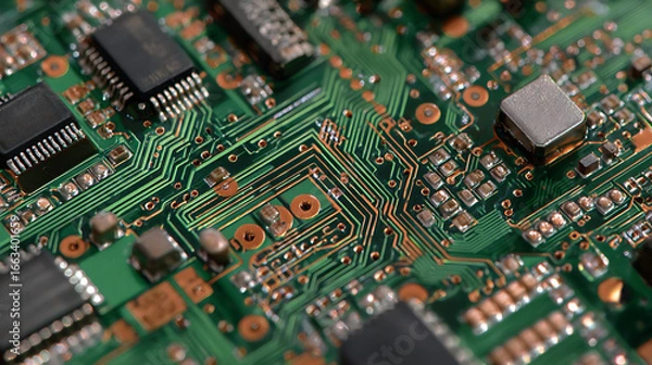 Fototapeta  An overview of layered PCB design for a computer motherboard 