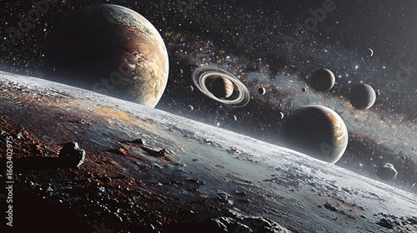 Fototapeta  Vision of a hybrid planet in our solar system (2)
