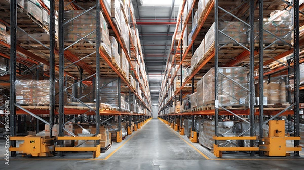 Fototapeta  Warehouse using vertical racking system for space optimization 