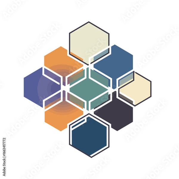 Fototapeta Abstract Hexagonal Geometric Design with Color Palette for Web and Print